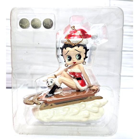 Betty Boop San Francisco Music Box Co Wish You a Merry Christmas on Sled w/Dog - Picture 2 of 3